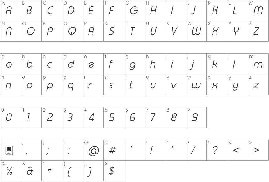 Typo Round font character map preview