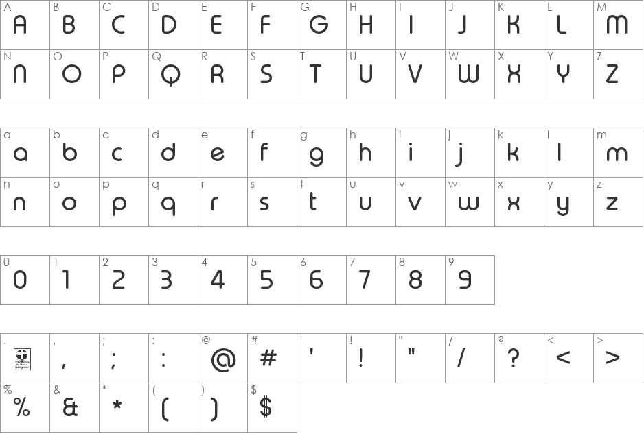 Typo Round Regular Demo font character map preview