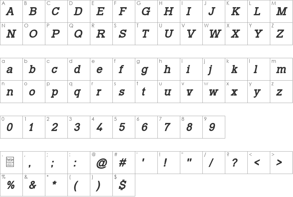 Typo Slab font character map preview