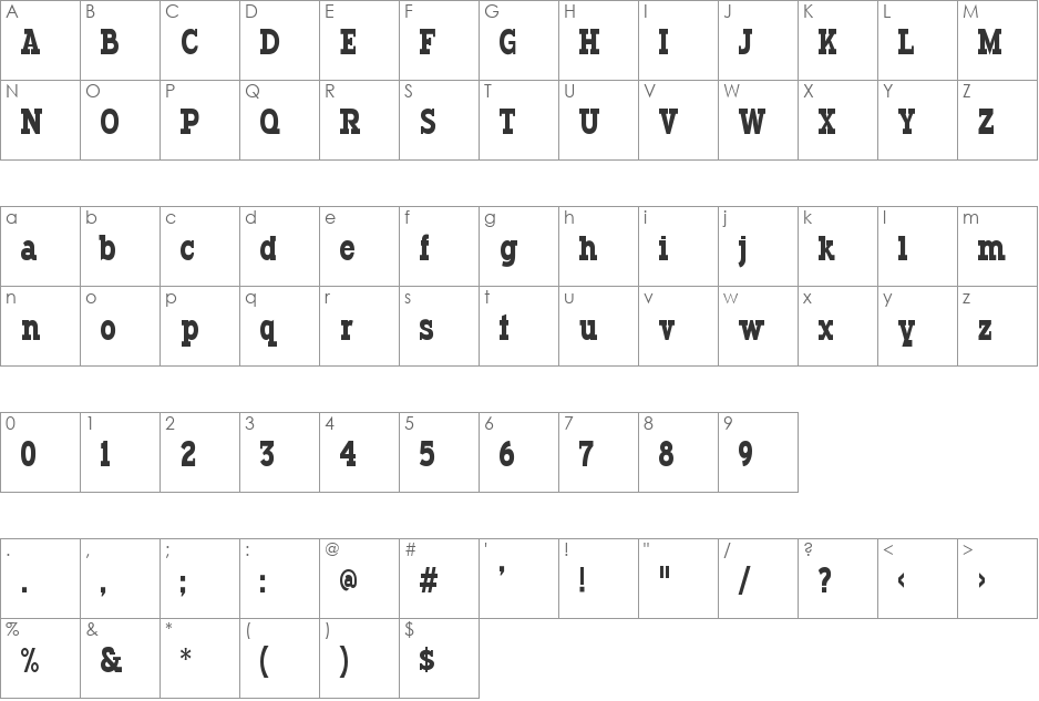 Typodermic font character map preview