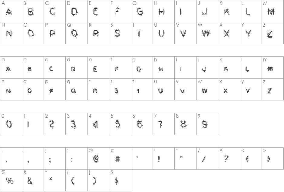 Berserker Condensed font character map preview