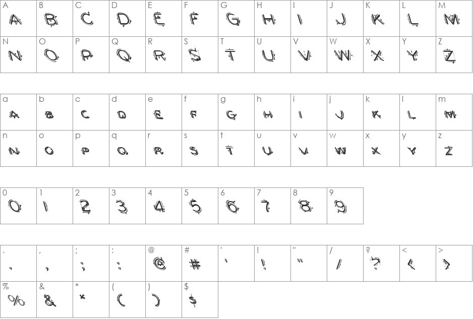 Berserker Leftalic font character map preview
