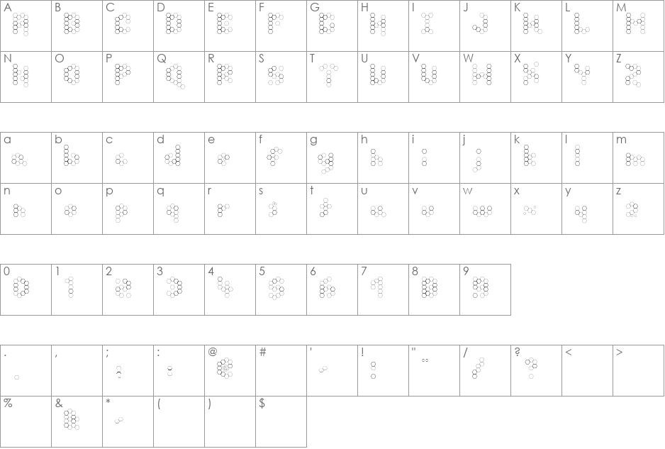 U Honeycombed font character map preview