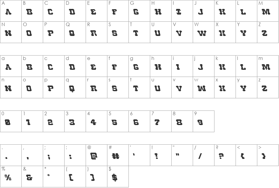 U.S. Marshal Leftalic font character map preview
