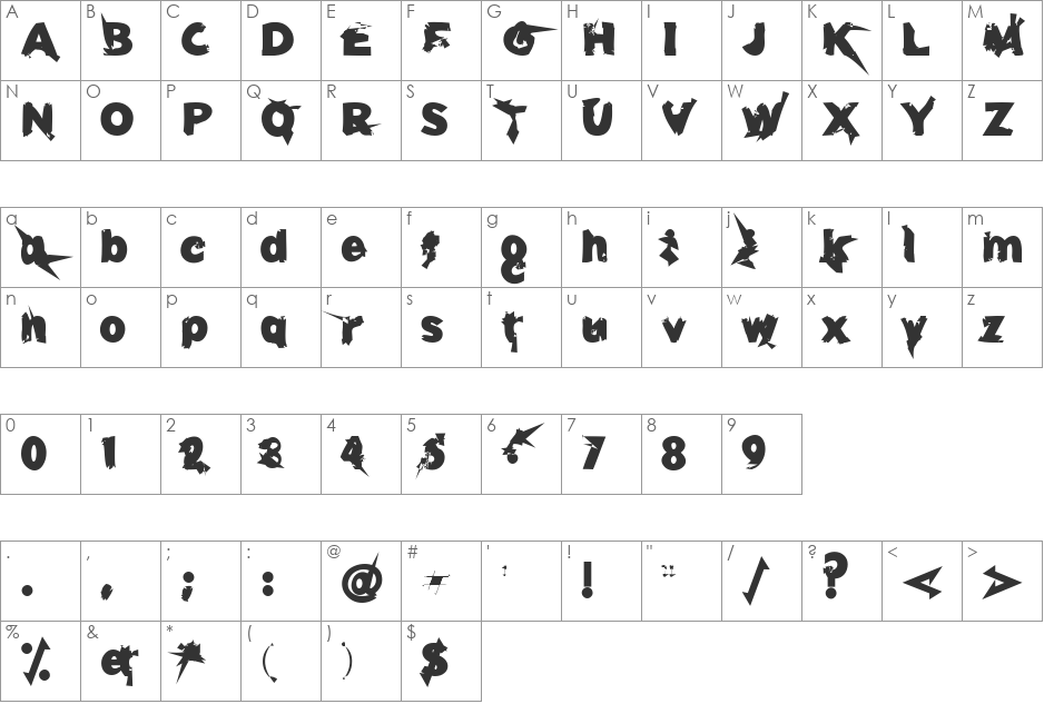 u27fog font character map preview