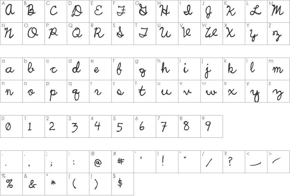 UCU Charles script font character map preview
