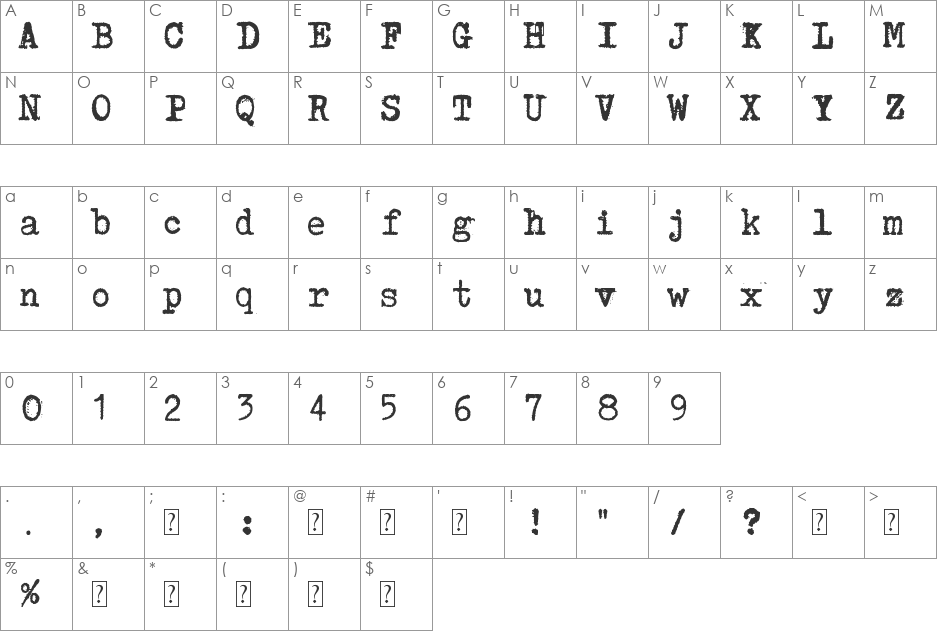 ucznik 1303 font character map preview
