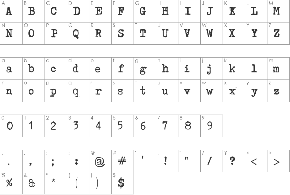 ucznik 1303 Plus font character map preview