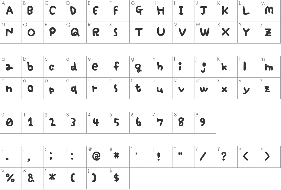 UdamojiAL font character map preview