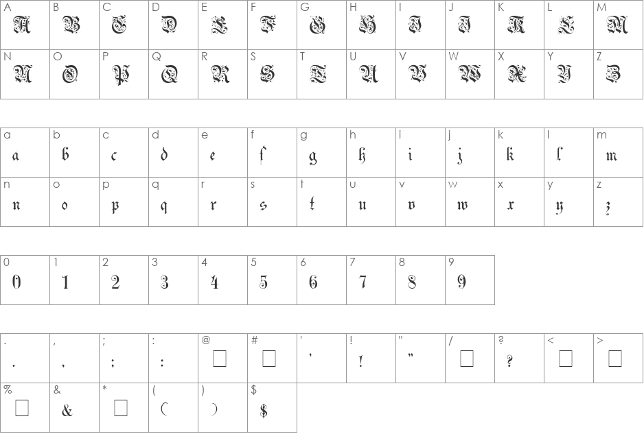 Uechi font character map preview