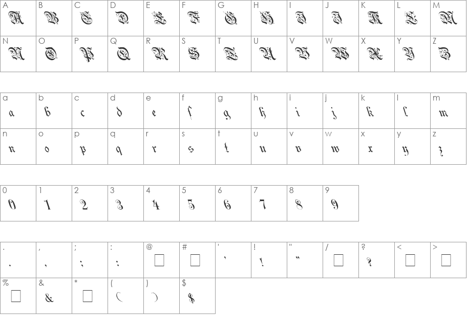 Uechi Lefti font character map preview