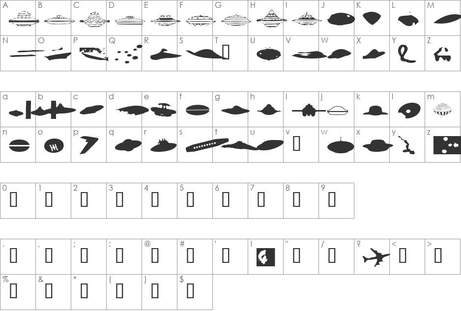 UFO font character map preview