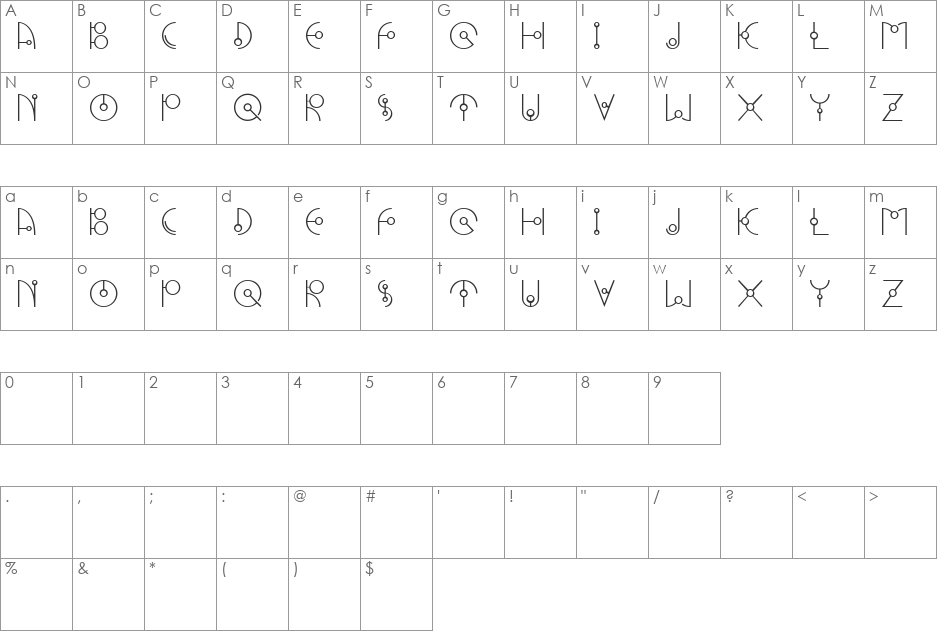 UFO NEST font character map preview