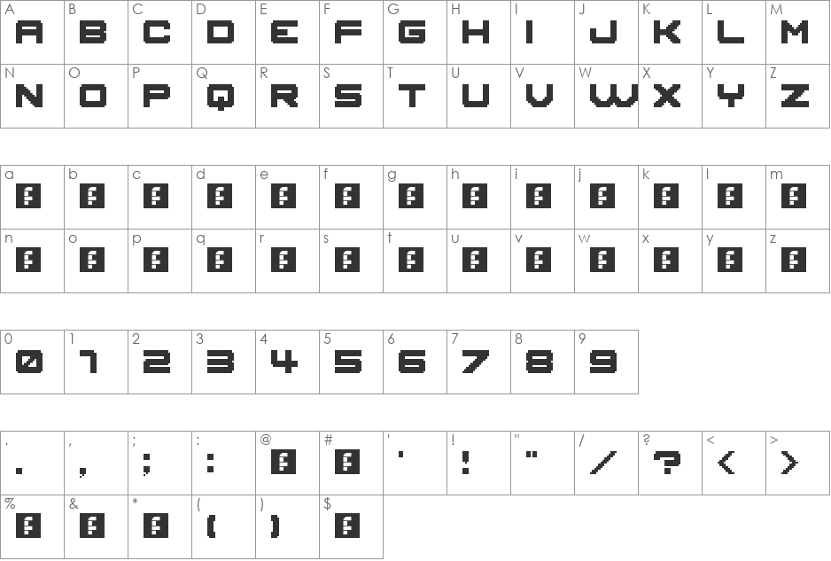 UFO-Linksite_13x11 font character map preview