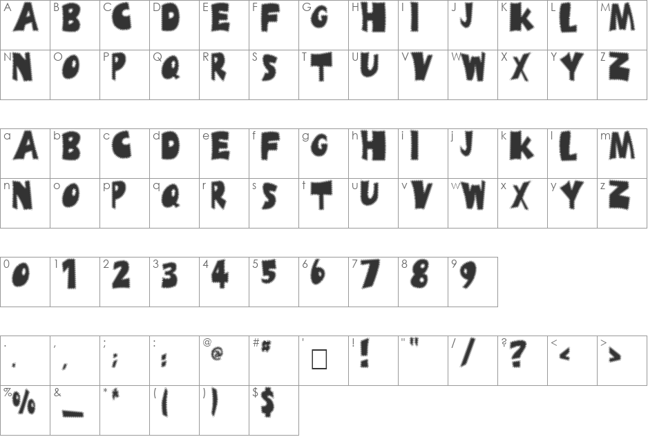 Ufrayd font character map preview