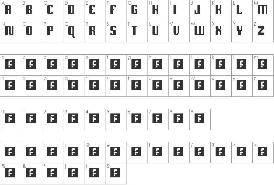 Ugly type font character map preview