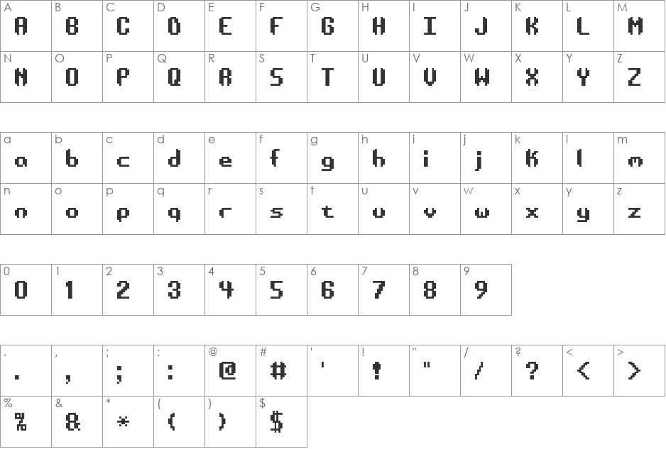 aenigmasystematic font character map preview