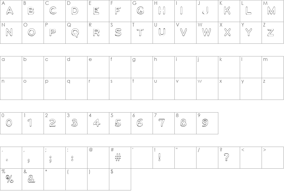 UGO ENGREVED font character map preview