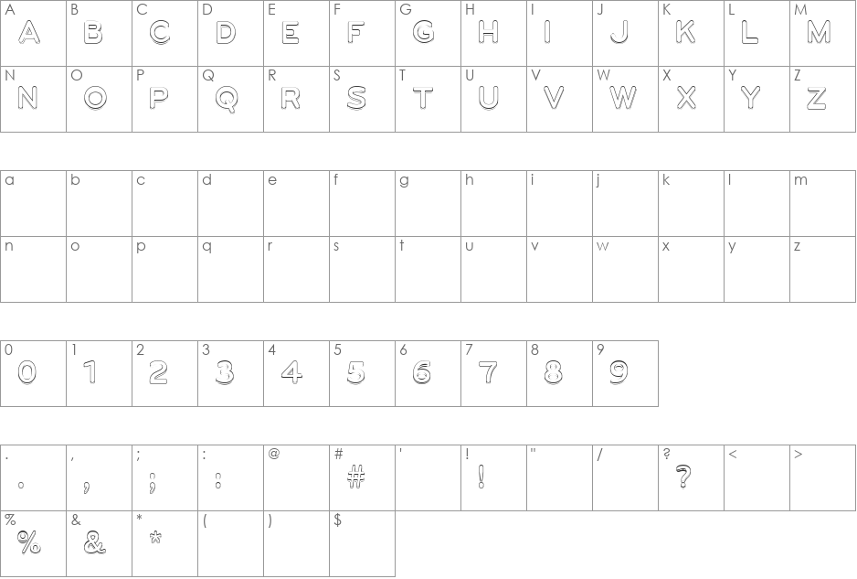 UGO LINE font character map preview