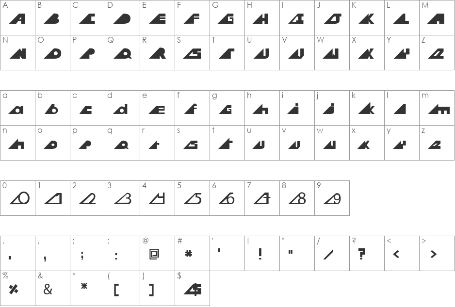UHU font character map preview