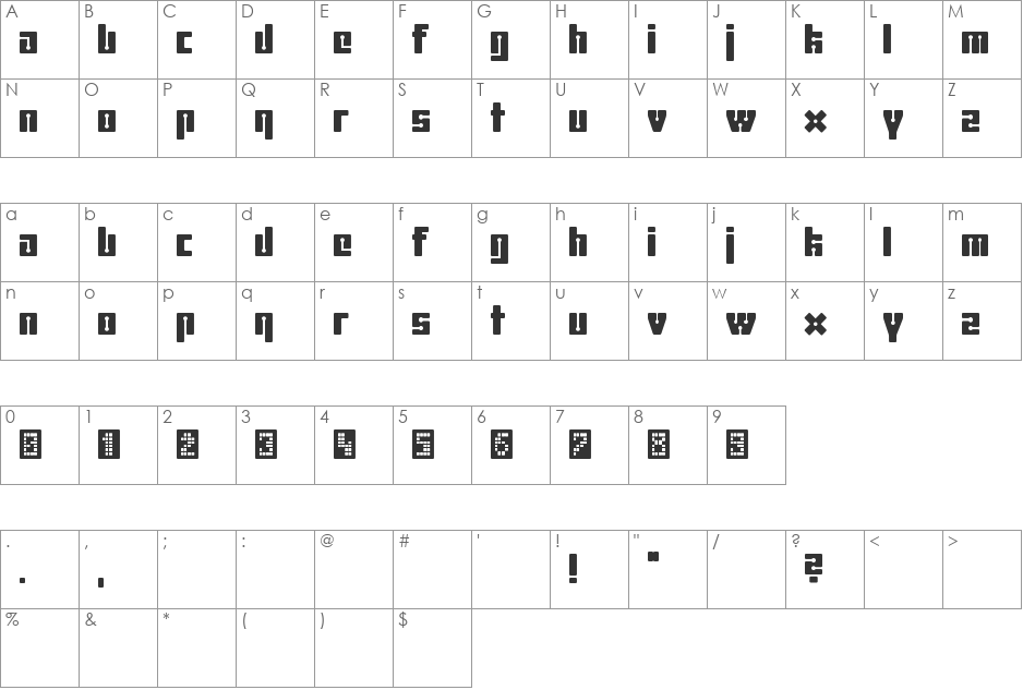 uhura 2239 font character map preview