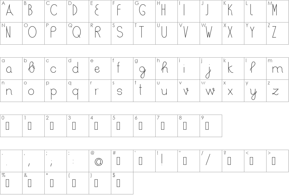 Bertica font character map preview