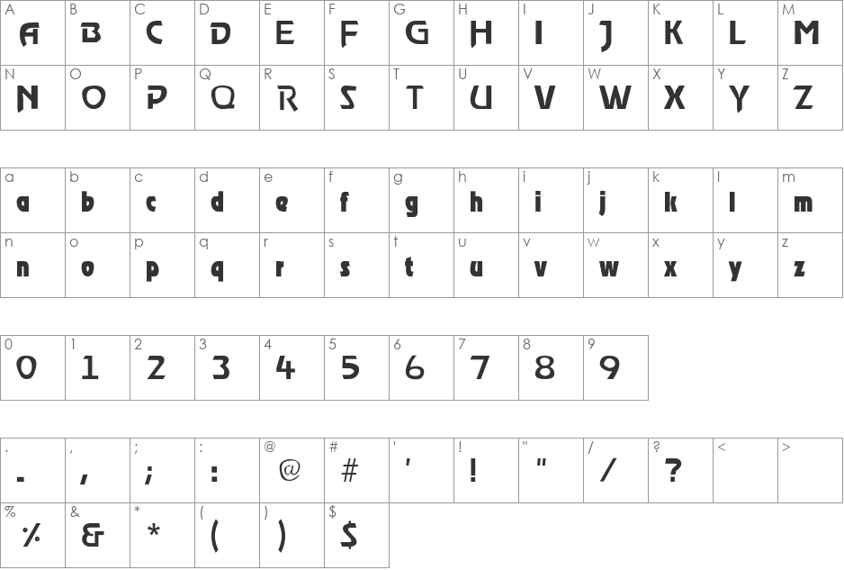 Berton Thin font character map preview