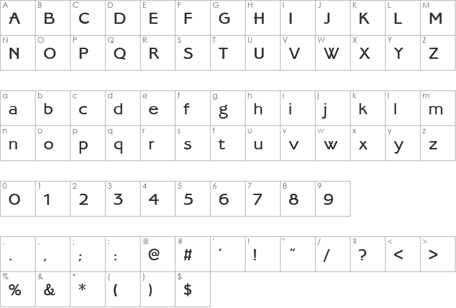 UkrainianAmbassadoreType font character map preview
