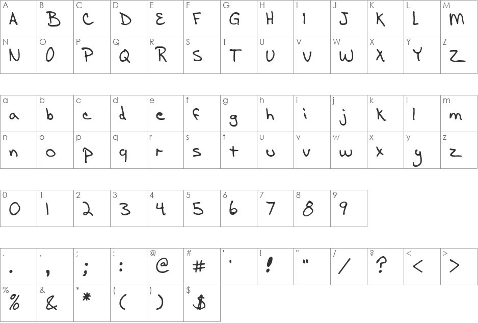 aenigma_scrawl_3_brk font character map preview