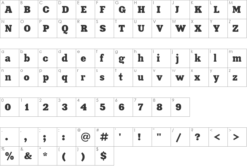 UkrainianXenia font character map preview