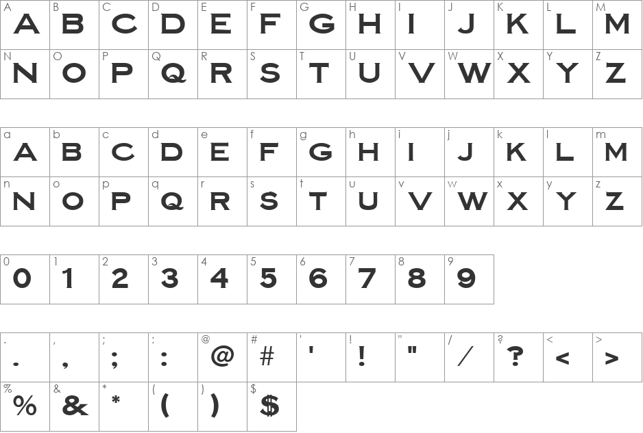 Ulster font character map preview
