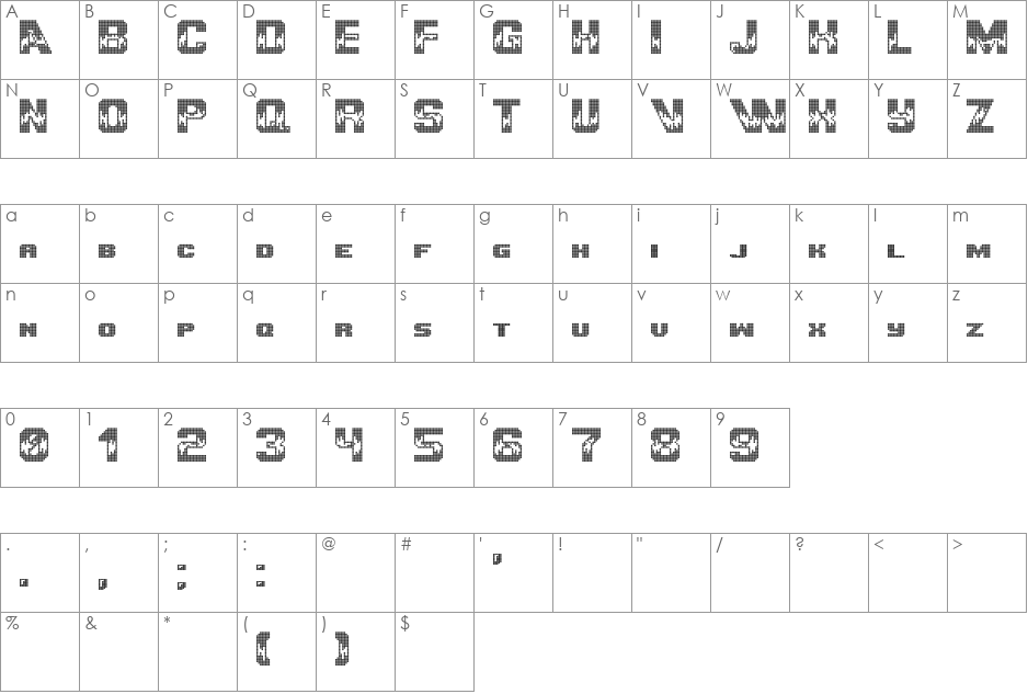 Ultimate Gameplayer font character map preview
