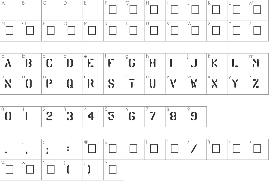 Ultra font character map preview