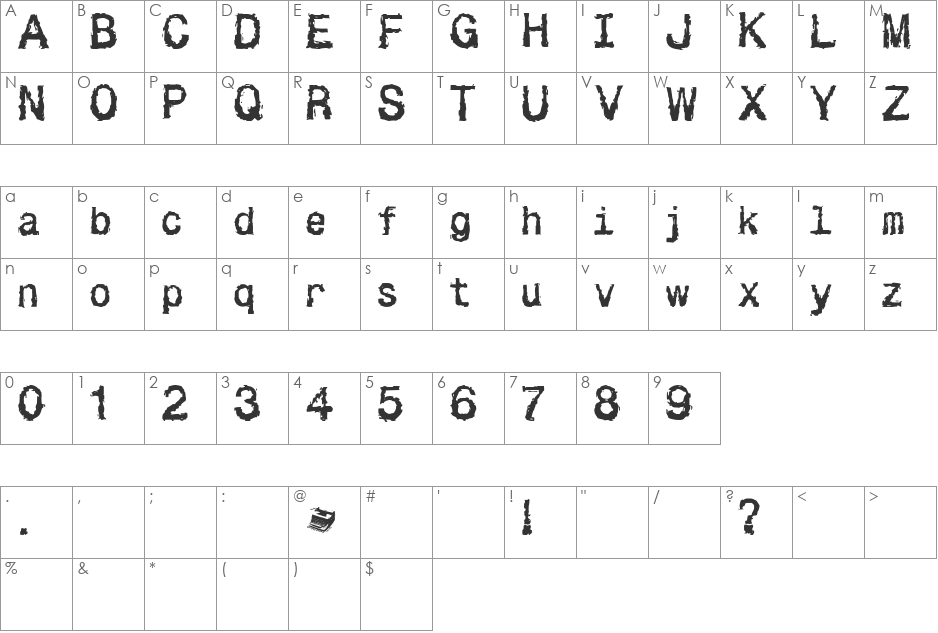 Besign font character map preview
