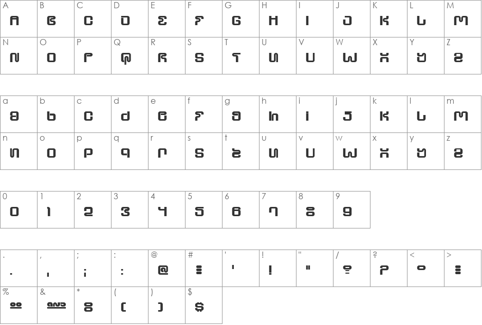 Ultra Supervixen Honeyed Out font character map preview