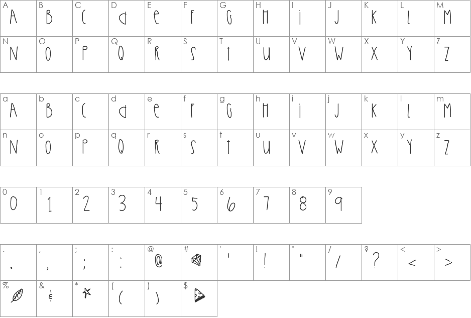 UltraBeams font character map preview