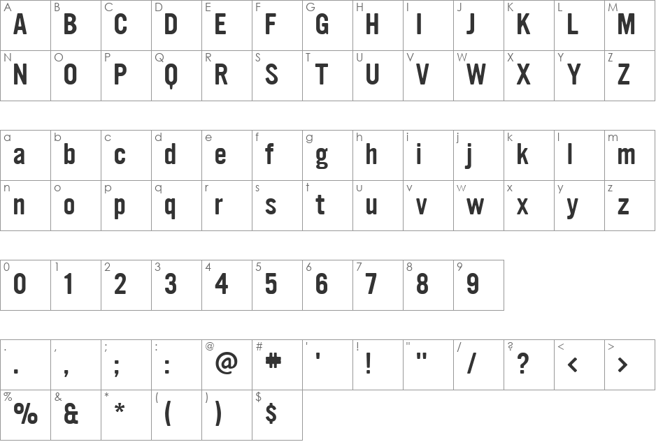 Ultramagnetic font character map preview
