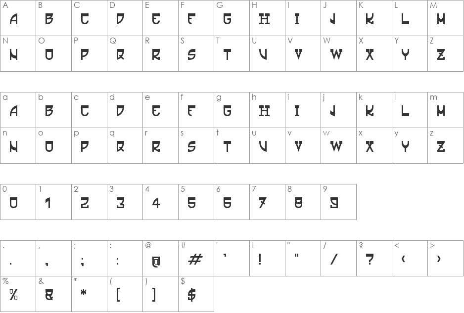 Ultras Liberi font character map preview