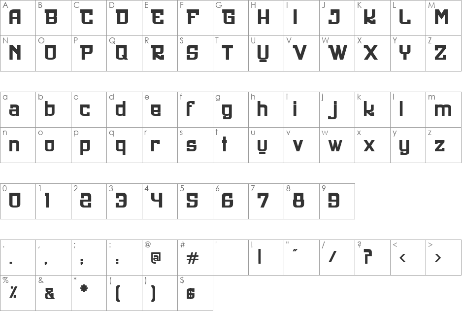 UltraStyle1312 font character map preview