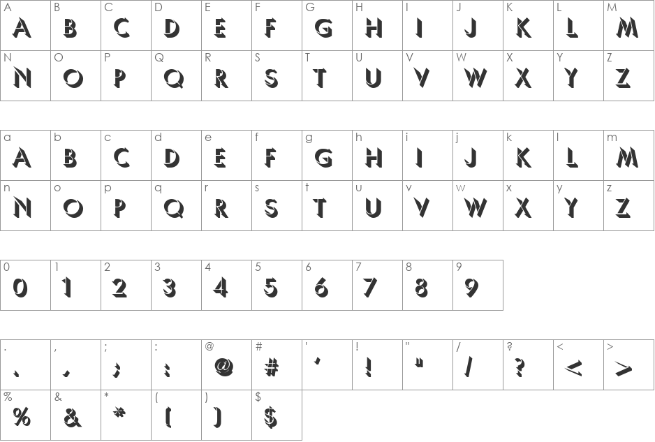 Umber font character map preview