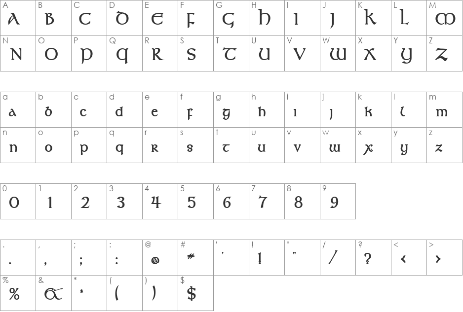 UmberSSi font character map preview