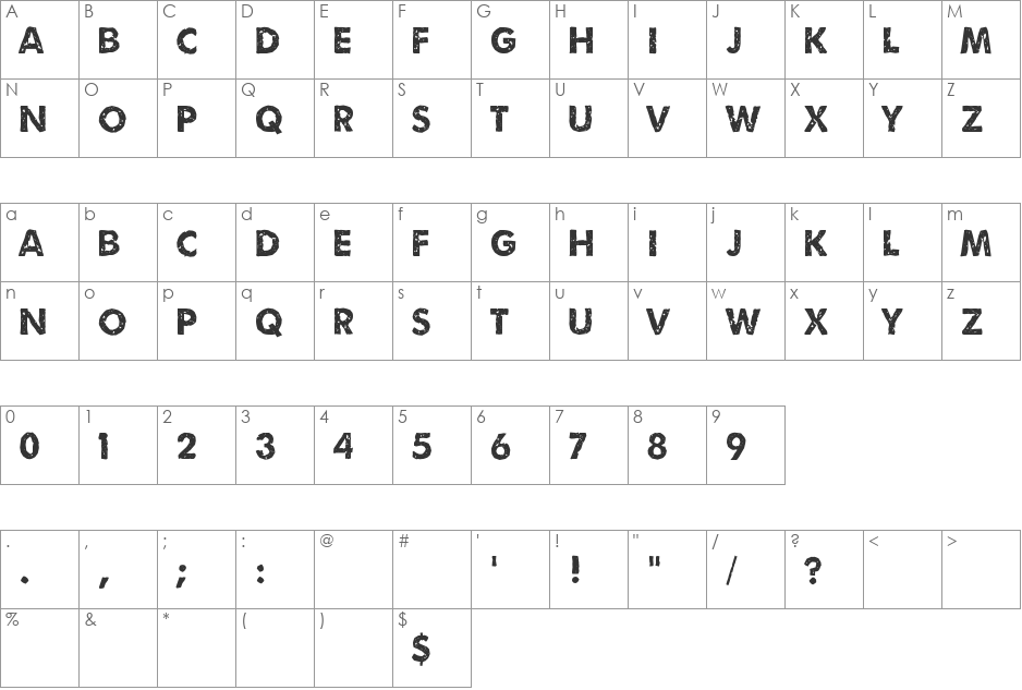 Umbrage font character map preview