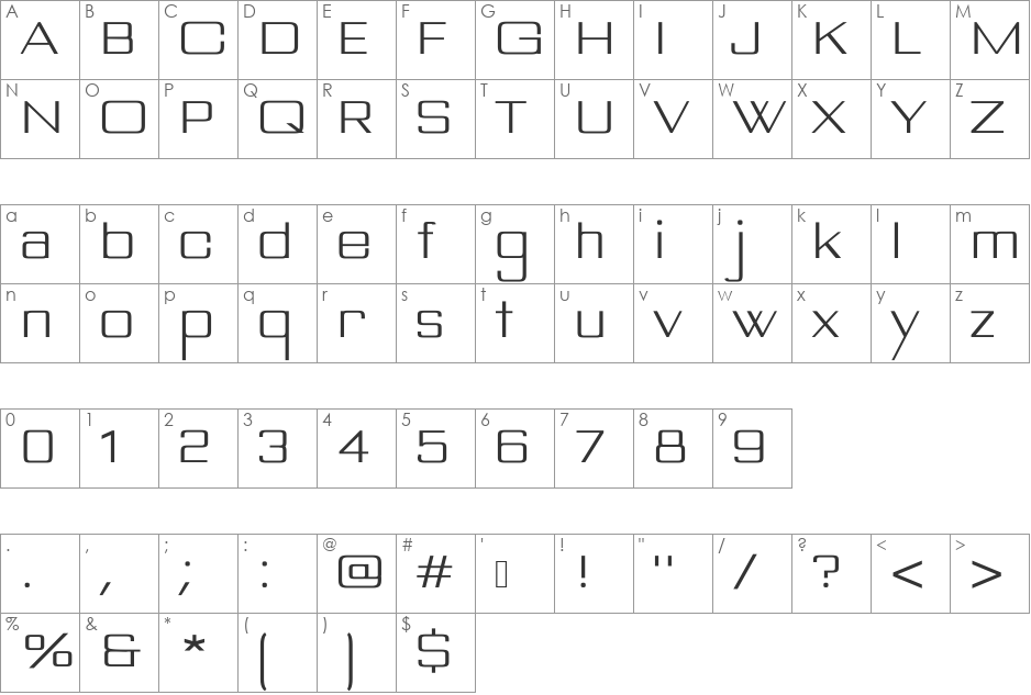 Bespoke font character map preview