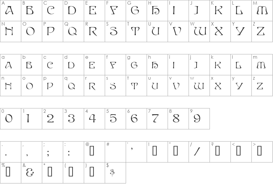 Umma font character map preview