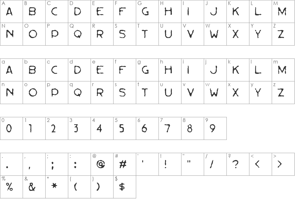 Bessie font character map preview