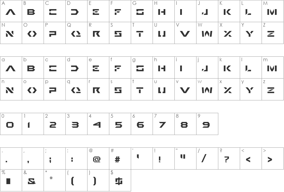 Unbound Pro font character map preview