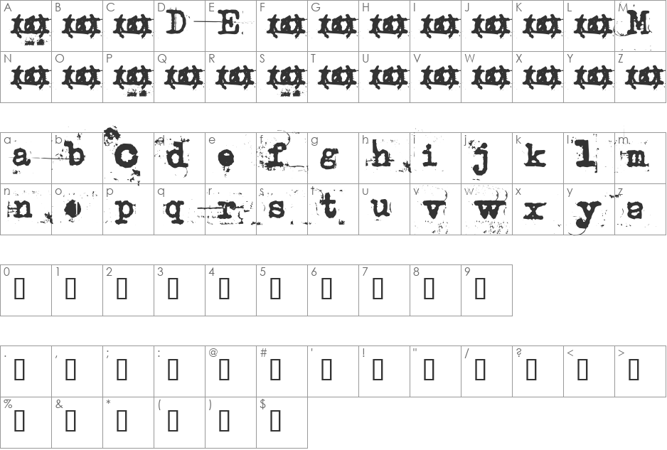 uncletypewriter font character map preview