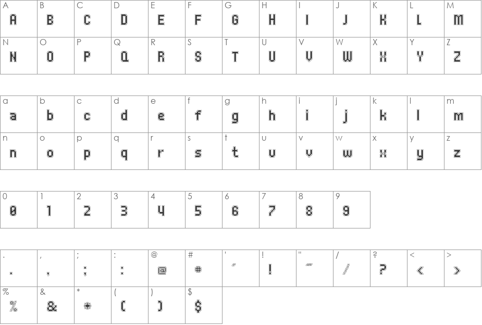 UNDA font character map preview