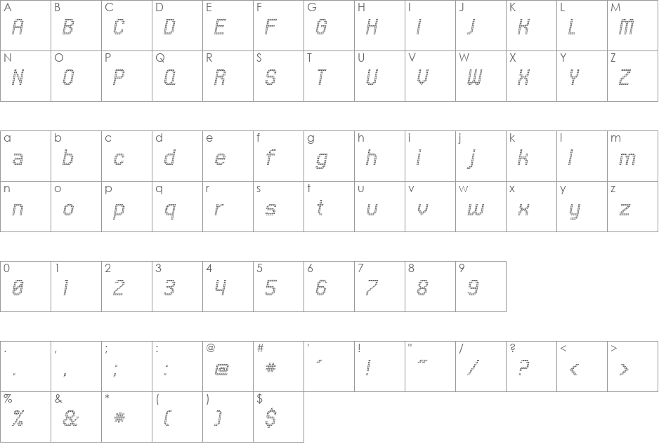 UNDACircleFine font character map preview