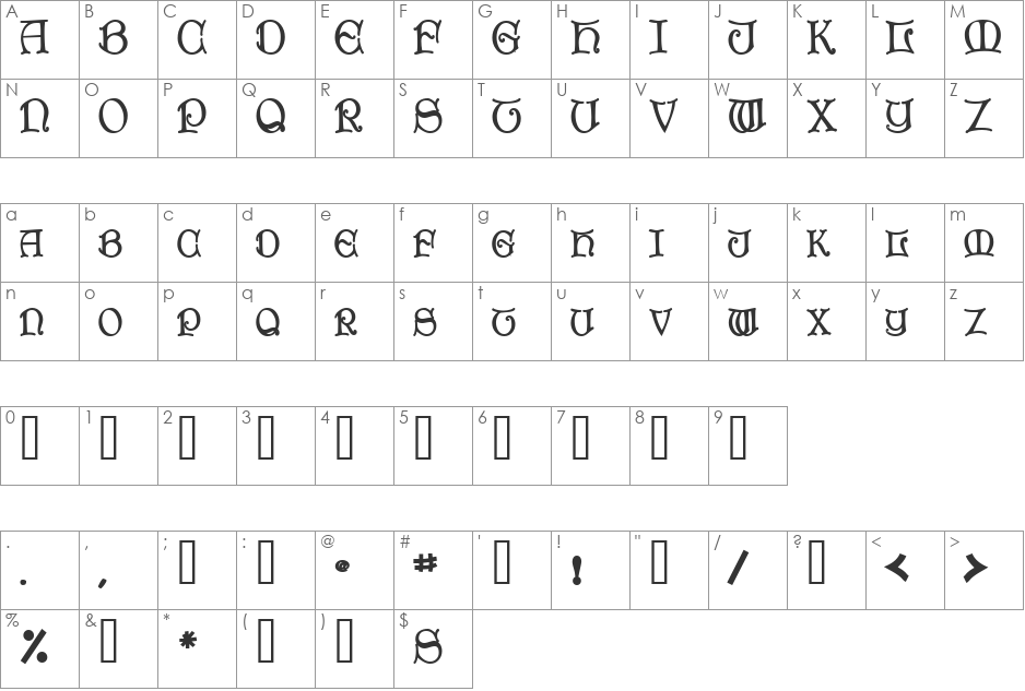 UndaroSCapsSSK font character map preview